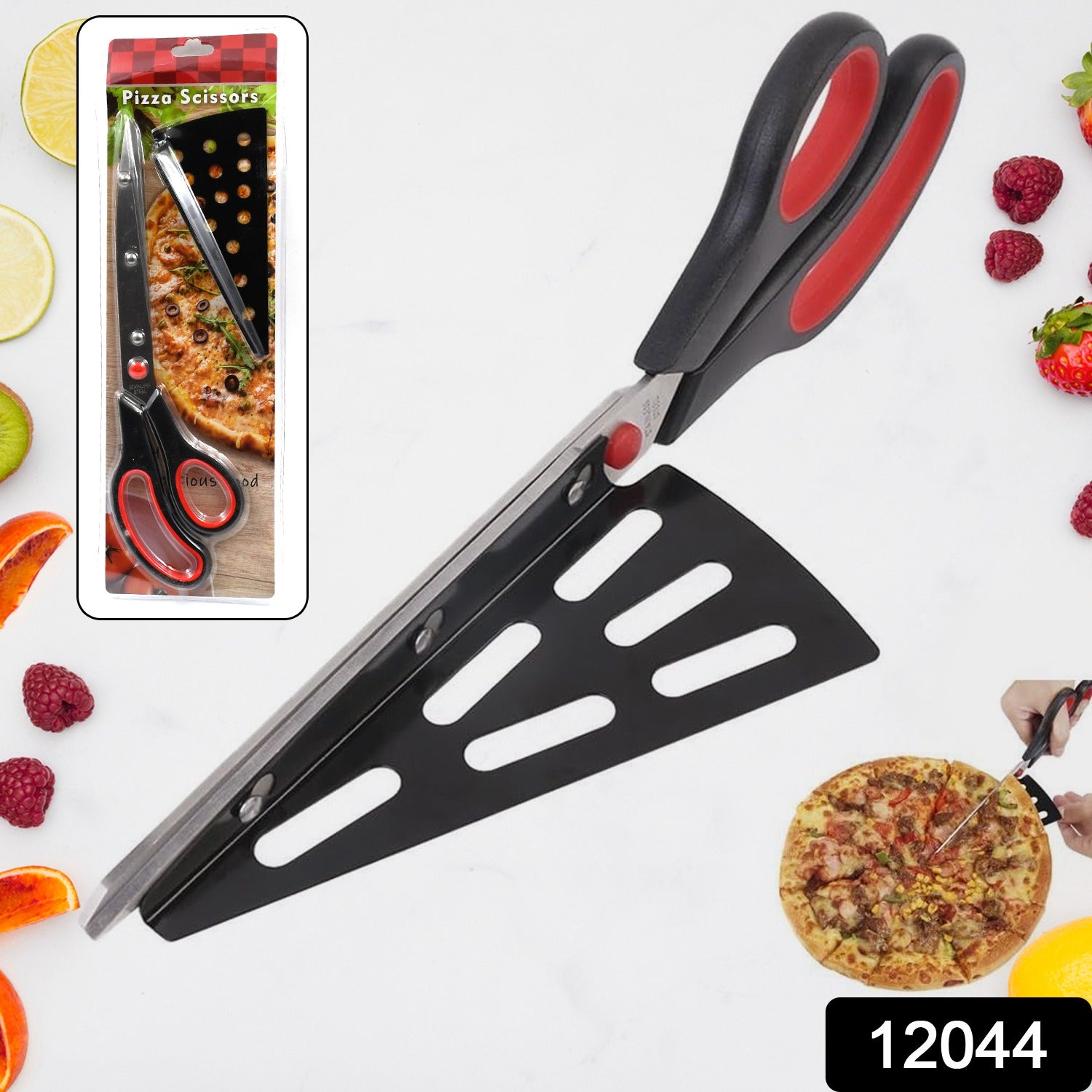 Stainless Steel Pizza Cutter Scissors Plastic Handle With Removable Spatula Stainless Steel Pizza Cutter Scissors Plastic Handle With Removable Spatula